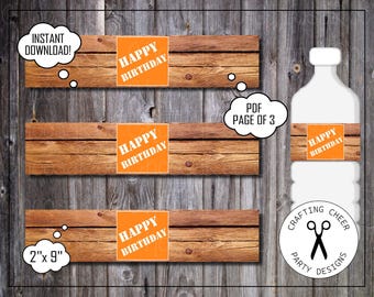 HOME DEPOT Inspired CONSTRUCTION Party - Bottle Labels Drink Wraps - Easy to Print!