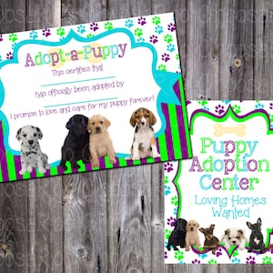PUPPY PAW-ty - Pet Party - Adoption Center Zertifikat & Schild - Einfach zu drucken!