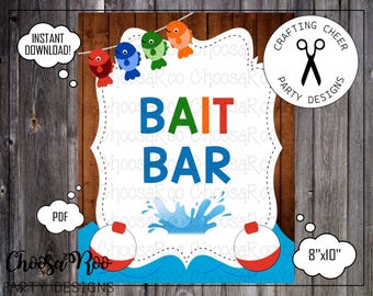 Fishing Party - BAIT BAR Sign - 8x10 *Easy to Print*