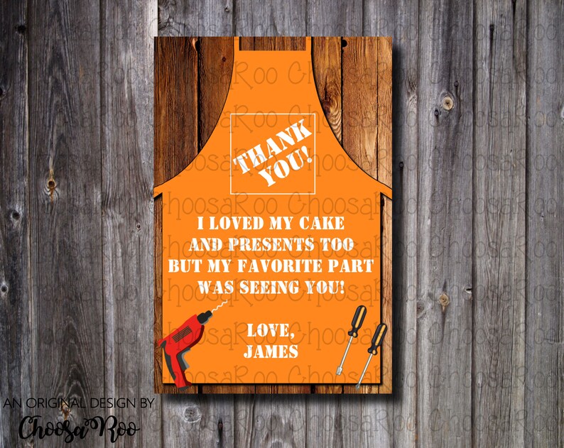 HOME DEPOT TOOL Personalized Thank You Card Easy to Print Etsy