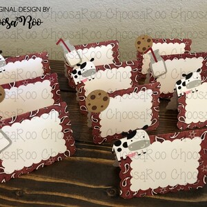 COWS, MILK & COOKIES Party Food Display Tags/Tent Cards! *Made to Order*