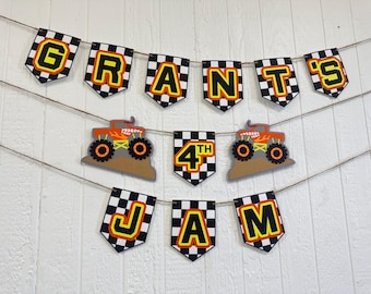 Monster Jam Inspired Birthday Banner - Monster Truck Party