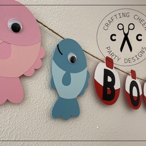 Fishing Party - Fish & Bobber &quot;Boy or Girl&quot; Gender Reveal - Baby Shower Handmade Banner *Made to Order*