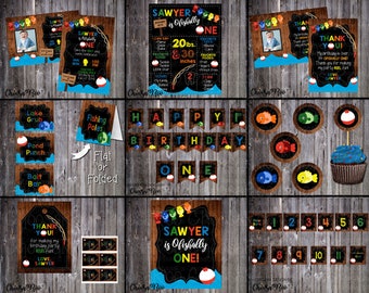 Fishing Party *OFISHALLY ONE* First Birthday PRINTABLE Decorations Package! Special Bundle Price!