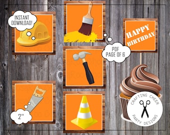 HOME DEPOT Inspired CONSTRUCTION Party - Cupcake Toppers - Easy to Print!