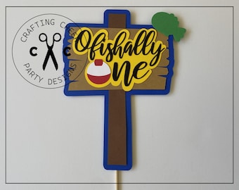 Fish Party - OFISHALLY ONE Fishing Pole Cake Topper - Handmade! *Made to Order*