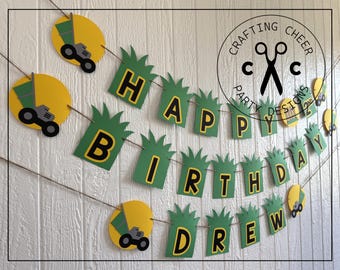 Lawn Mower - Happy Birthday - Party Banner - Made to Order