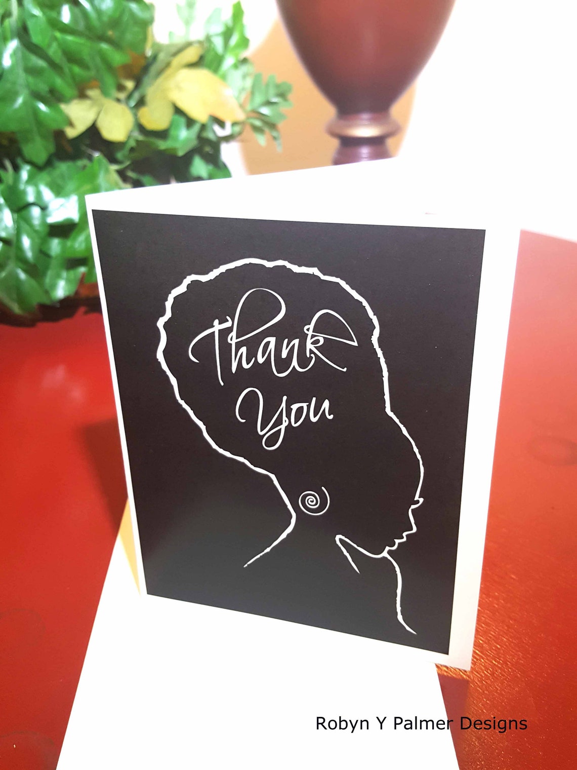 Thank You note card set features African American woman | Etsy