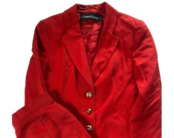 Rare Archival Louis Feraud Vintage Red Two-Piece Skirt Suit