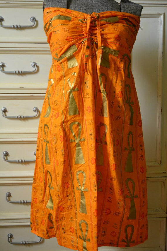 Vintage 1990s Orange bohemian Ankh/Egyptian cross