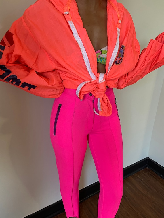80s/90s Vintage Hot Neon Pink Ski Pants