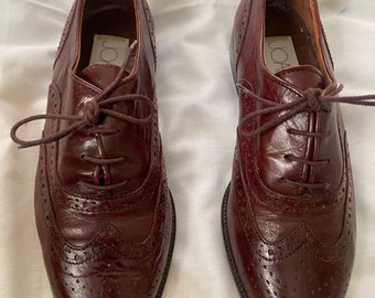 Vintage 90s/Y2k Shoes Wingtip Oxford Brogues Brand Joan and David Brown Leather Shoes US 36.5