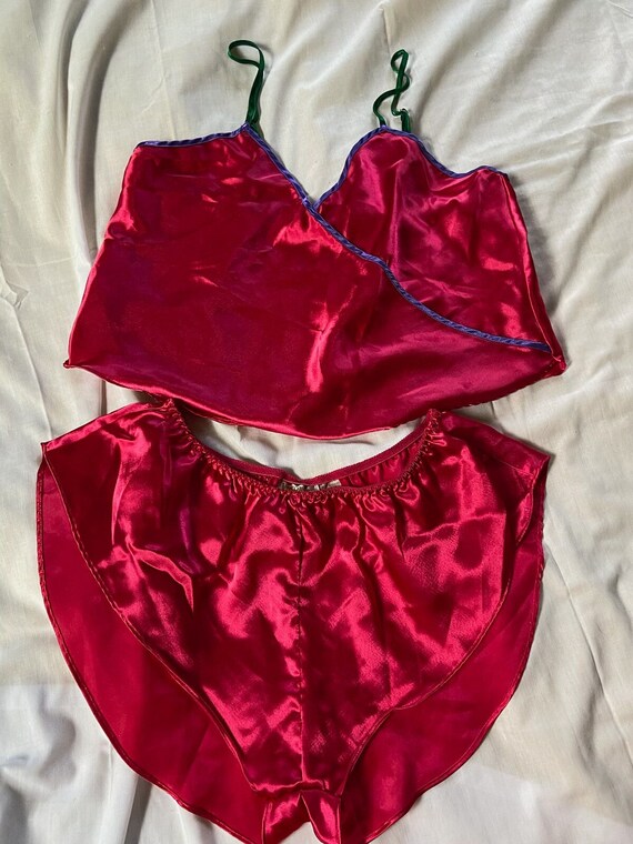 Vintage Victoria's Secret Red Satin Silky Short L… - image 1