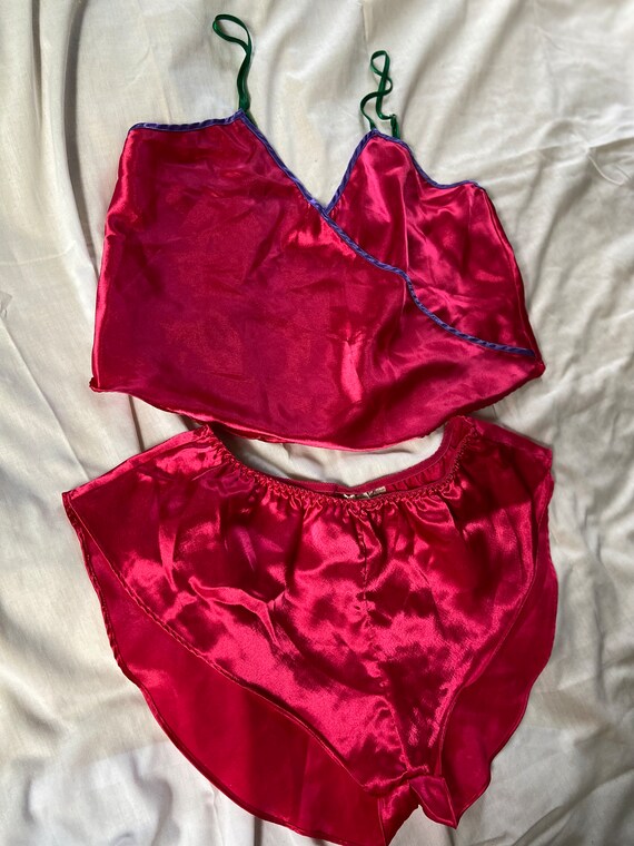 Vintage Victoria's Secret Red Satin Silky Short L… - image 2