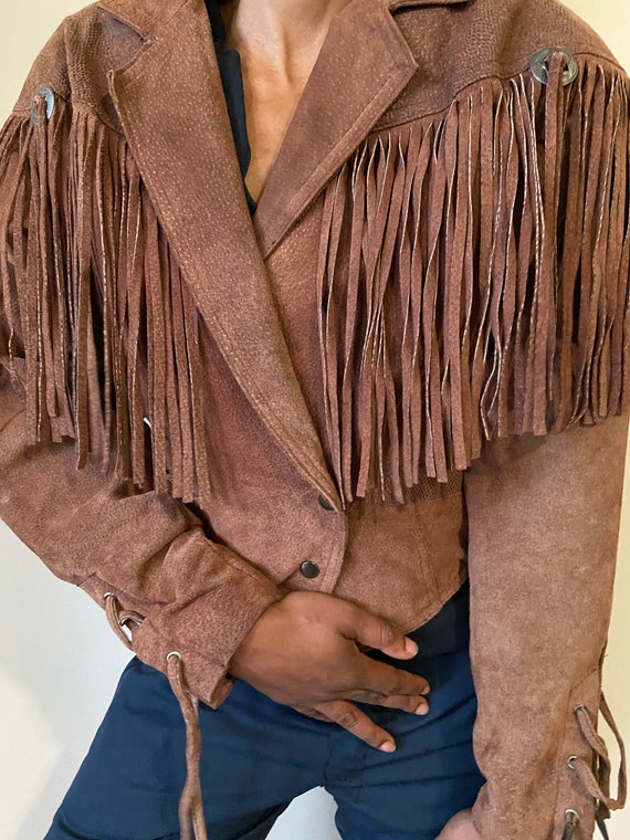 80s/90s Vintage Brown Suede Fringe Cowboy/Western
