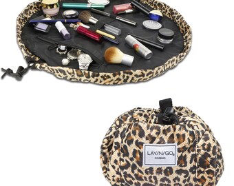 Lay-n-Go COSMO (20") : Leopard Cosmetic Bag, Travel Organizer, Makeup Pouch