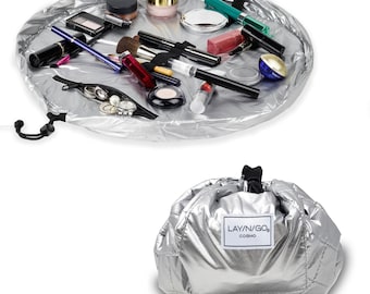 Lay-n-Go COSMO (20") : Silver Cosmetic Bag, Travel Organizer, Makeup Pouch