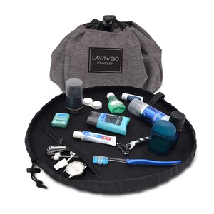 Lay-n-Go TRAVELER (20&quot;): Grey Men&#39;s Dopp Kit, Travel Organizer