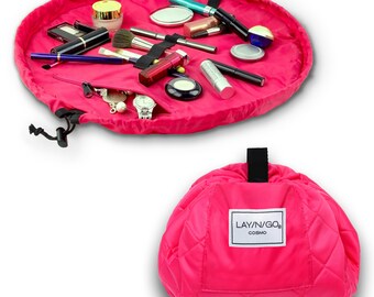 Lay-n-Go COSMO (20") : Pink Cosmetic Bag, Travel Organizer, Makeup Pouch