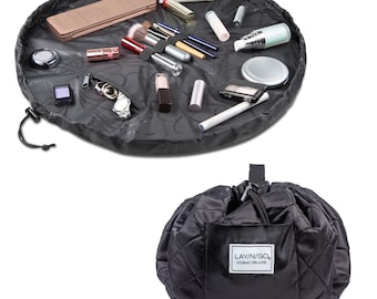 Lay-n-Go COSMO DELUXE (22") : Black Cosmetic Bag, Travel Organizer, Makeup Pouch