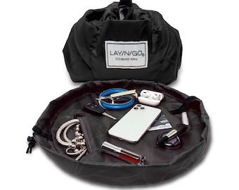 Lay-n-Go MINI (16")  Black Cosmetic Bag, Travel Organizer, Makeup Pouch