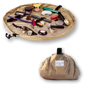 Lay-n-Go COSMO (20") : Gold Cosmetic Bag, Travel Organizer, Makeup Pouch