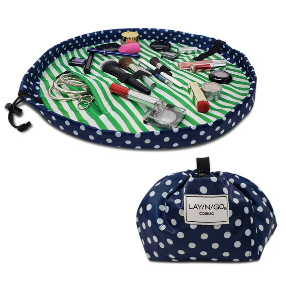 Lay n Go COSMO 20 Dot and Stripe Cosmetic Bag Travel Organizer Toiletry Makeup Bag Etsy