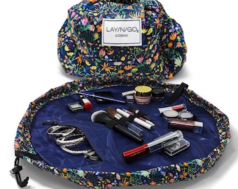 NEW! Lay-n-Go COSMO (20") : Butterfly Floral Cosmetic Bag, Travel Organizer, Makeup Pouch