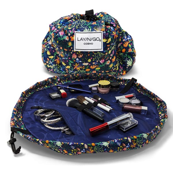 NEW! Lay-n-Go COSMO (20") : Butterfly Floral Cosmetic Bag, Travel Organizer, Makeup Pouch