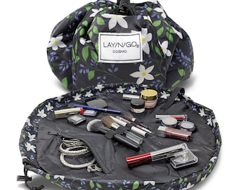 NEW! Lay-n-Go COSMO (20") : Floral Cosmetic Bag, Travel Organizer, Makeup Pouch