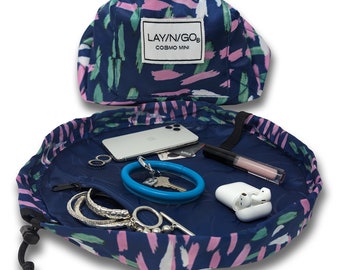 Lay-n-Go MINI Cosmetic Bag: Blue Crossmark Travel Organizer (16")