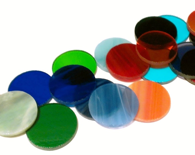 20 Precut Stained Glass Circles Assorted Colors 1 Mosaic Etsy
