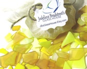 Yellow Tumbled Stained Glass, Manmade Sea Glass, Smooth Mosaic Tesserae, 3 oz Bulk Package, Over 50 Pieces