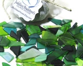 Green Tumbled Stained Glass, Manmade Bulk Sea Glass, Smooth Mosaic Tesserae, 3 oz Package, Over 50 Pieces