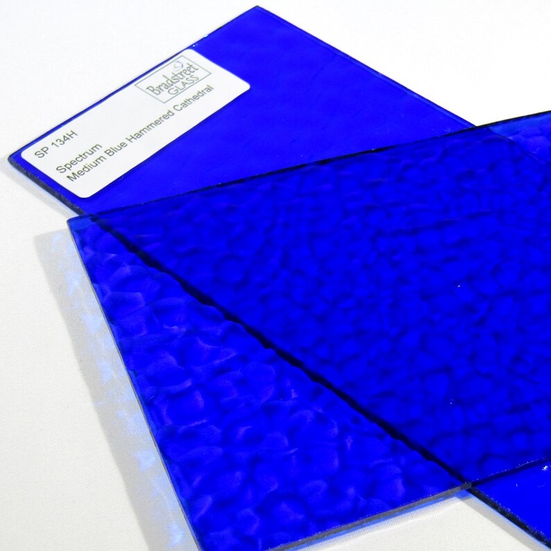 Stained Glass Sheet 8x4 Medium Blue Hammered Cathedral Sheet Glass Art Glass Supplies Spectrum 134H