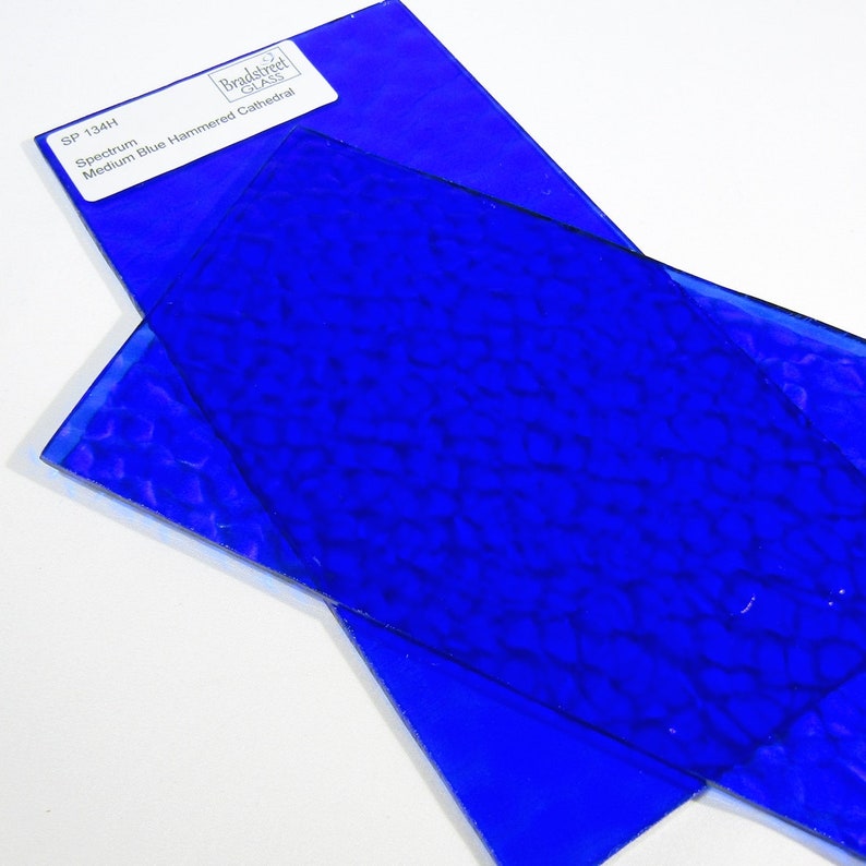 Stained Glass Sheet 8x4 Medium Blue Hammered Cathedral Sheet Glass Art Glass Supplies Spectrum 134H