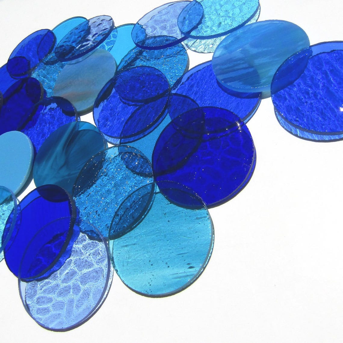 20 Blue Stained Glass Circles Precut Stained Glass Choose Etsy