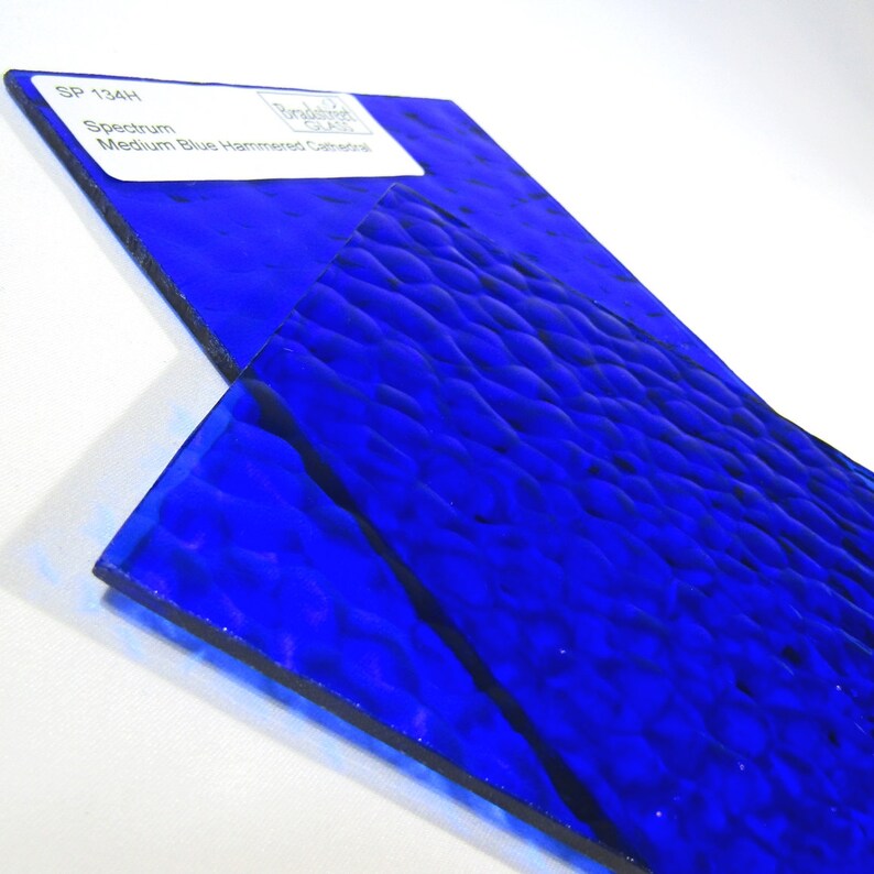 Stained Glass Sheet 8x4 Medium Blue Hammered Cathedral Sheet Glass Art Glass Supplies Spectrum 134H