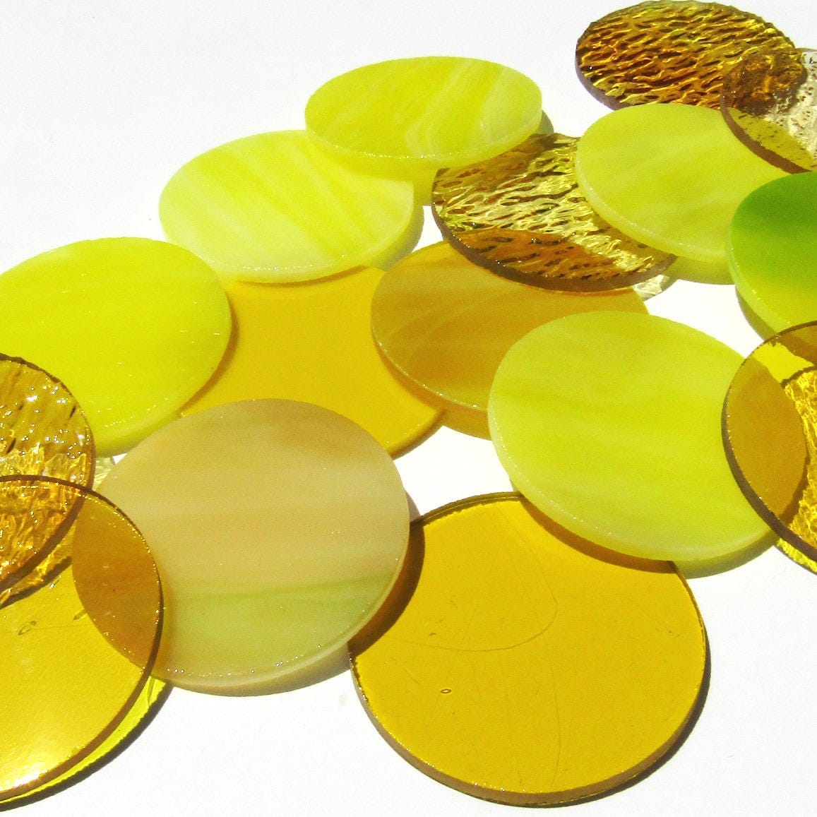 20 Yellow Precut Stained Glass Circles Precut Stained Glass Etsy
