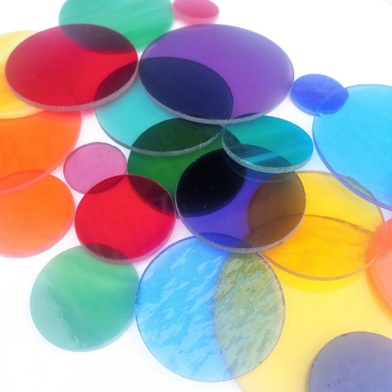 20 Precut Stained Glass Circles 1 3 Choose Your Etsy