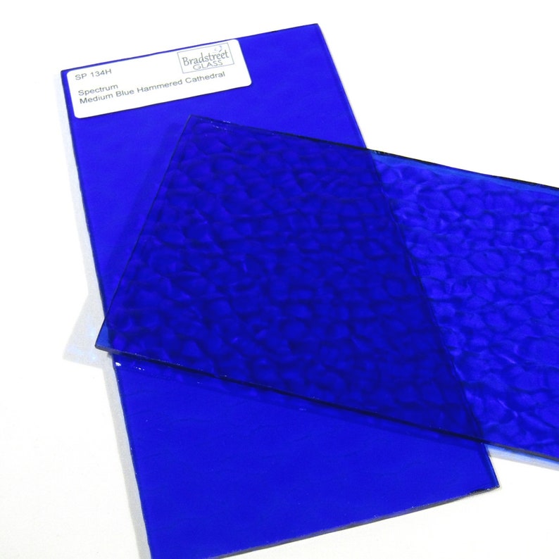 Stained Glass Sheet 8x4 Medium Blue Hammered Cathedral Sheet Glass Art Glass Supplies Spectrum 134H