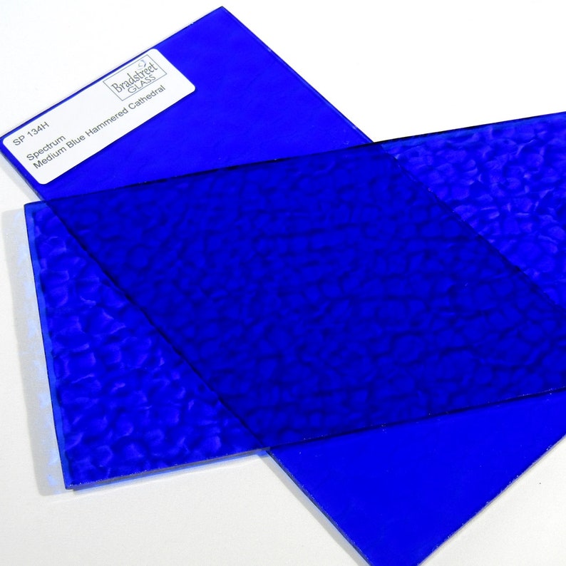 Stained Glass Sheet 8x4 Medium Blue Hammered Cathedral Sheet Glass Art Glass Supplies Spectrum 134H