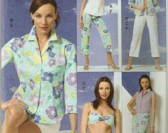 Vogue V8094 Misses Womens Bra Bandeau Shirt Skirt Shorts Pants 6 8 10 Uncut 5 Easy Pieces Sewing Pattern Size 6 8 10