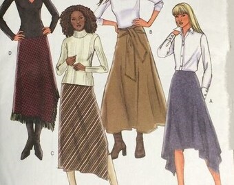 Butterick Pattern 4348 Womans Misses Easy Skirt Shaped Hemline Flared Bias Tie Ends Uncut Size 14 16 18 20