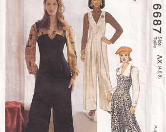 loose fitting jumpsuit shorts or pants pattern Jumpsuit Women/'s Size 8 10 12 Buttoned Front Dressy UNCUT Very Easy Very Vogue 9499