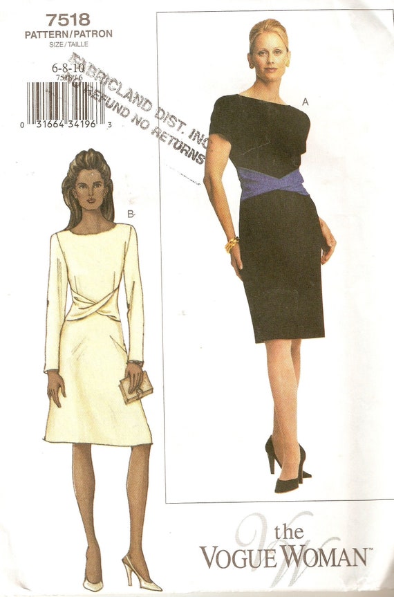 Vogue Pattern 7936 Misses Womens Shirt Bias Cut Semi-Fitted Gathered Side Front Panels Collar Band Long Sleeves Pleats Size 12 14 16 UNCUT