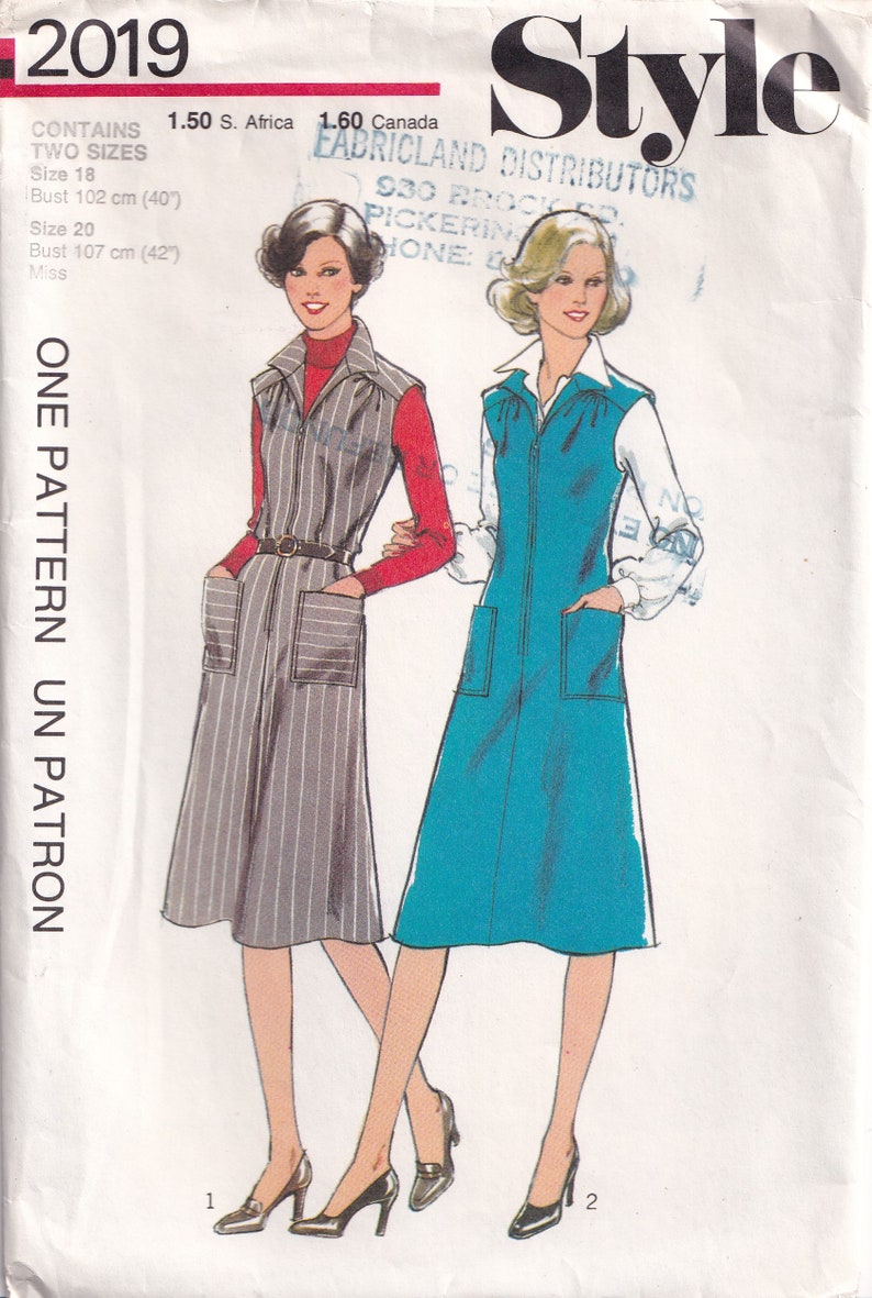 Vintage 1970s Style Pattern 2019 Womans Misses Sleeveless Pinafore ...