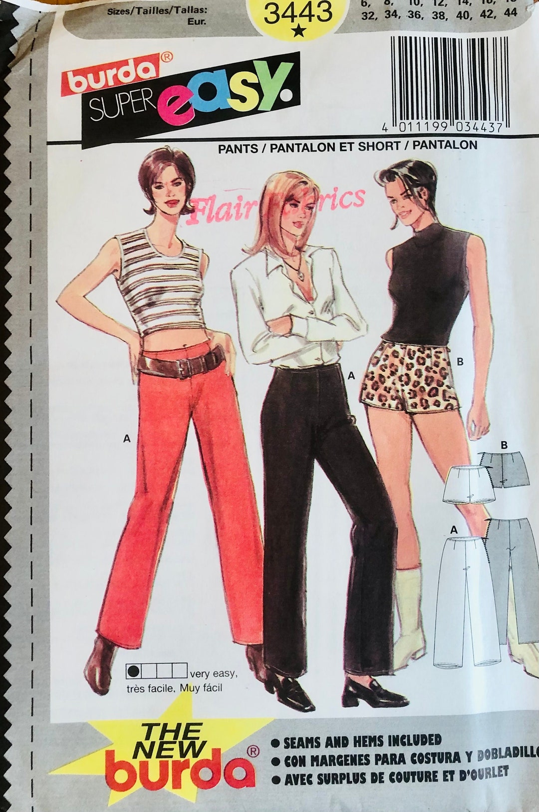 Womens Short Shorts Pants Sewing Pattern Burda 3443 Uncut Size 6 8 10 ...