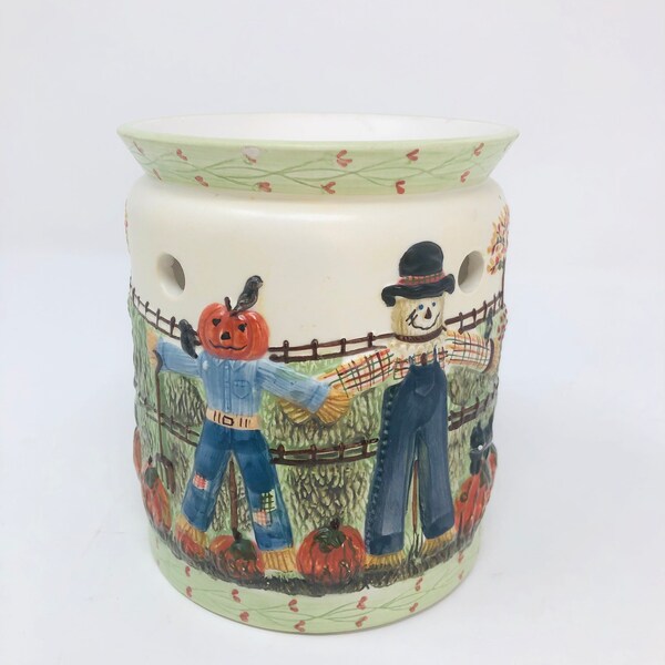 Yankee Candle Wax Burner Halloween Scarecrows and Pumpkins Candle Holder Fall Harvest Potpourri Wax Tarts Melter Warmer