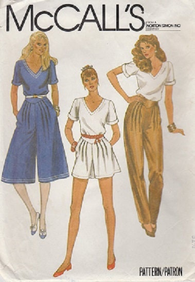 1980s Mccalls Sewing Pattern 7911 Misses Womens' V Neck Top T-shirt ...